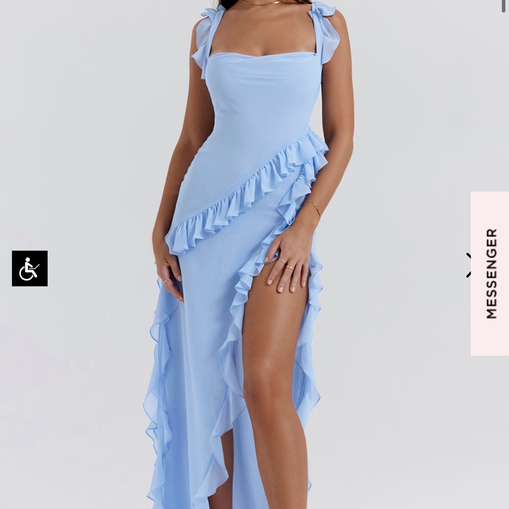 House of CB Light Blue Ruffle Dress